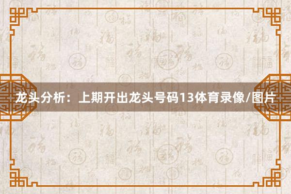 龙头分析：上期开出龙头号码13体育录像/图片